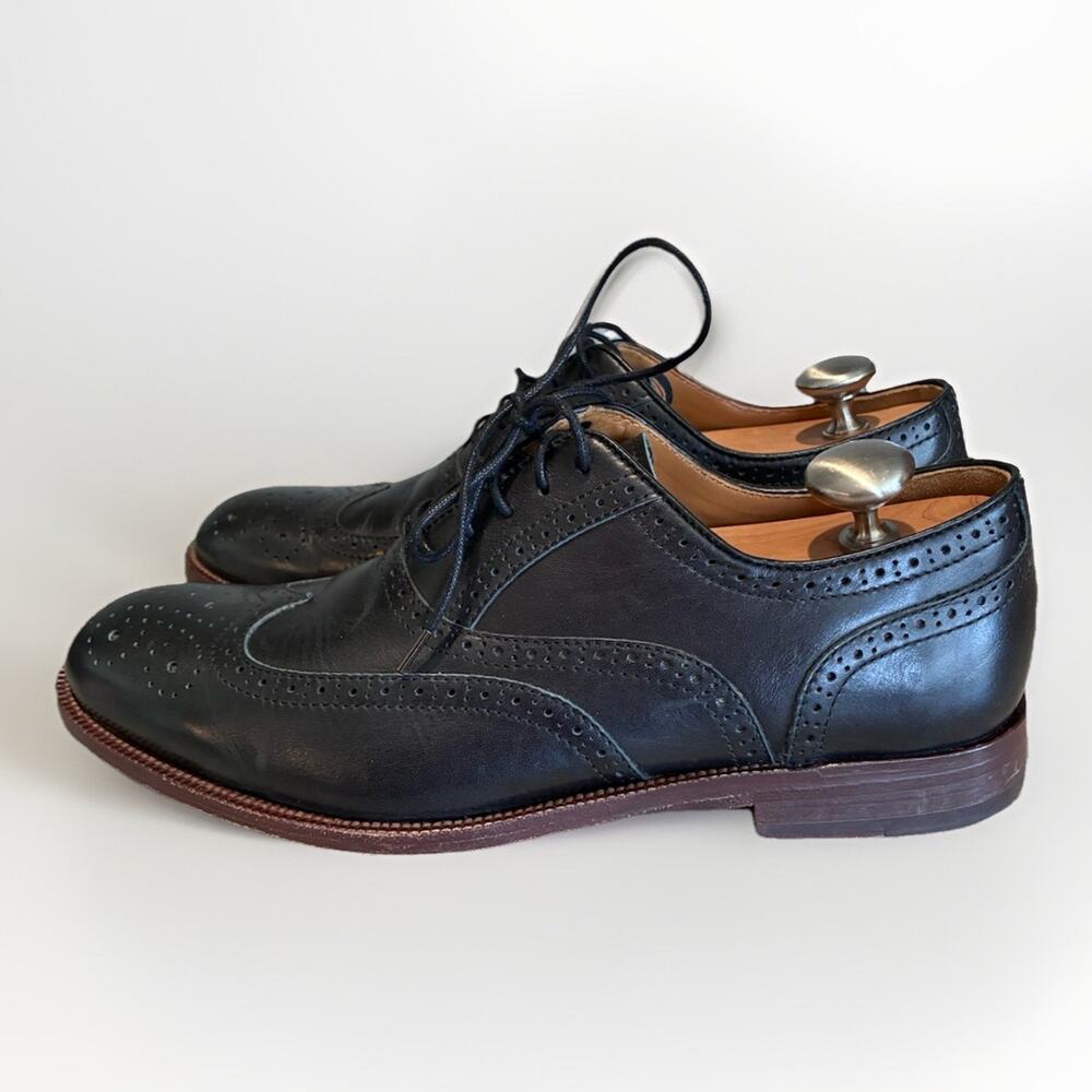 Johnston & Murphy Clayton Wingtip Men Leather Brogue Shoes Black Oxford 9W